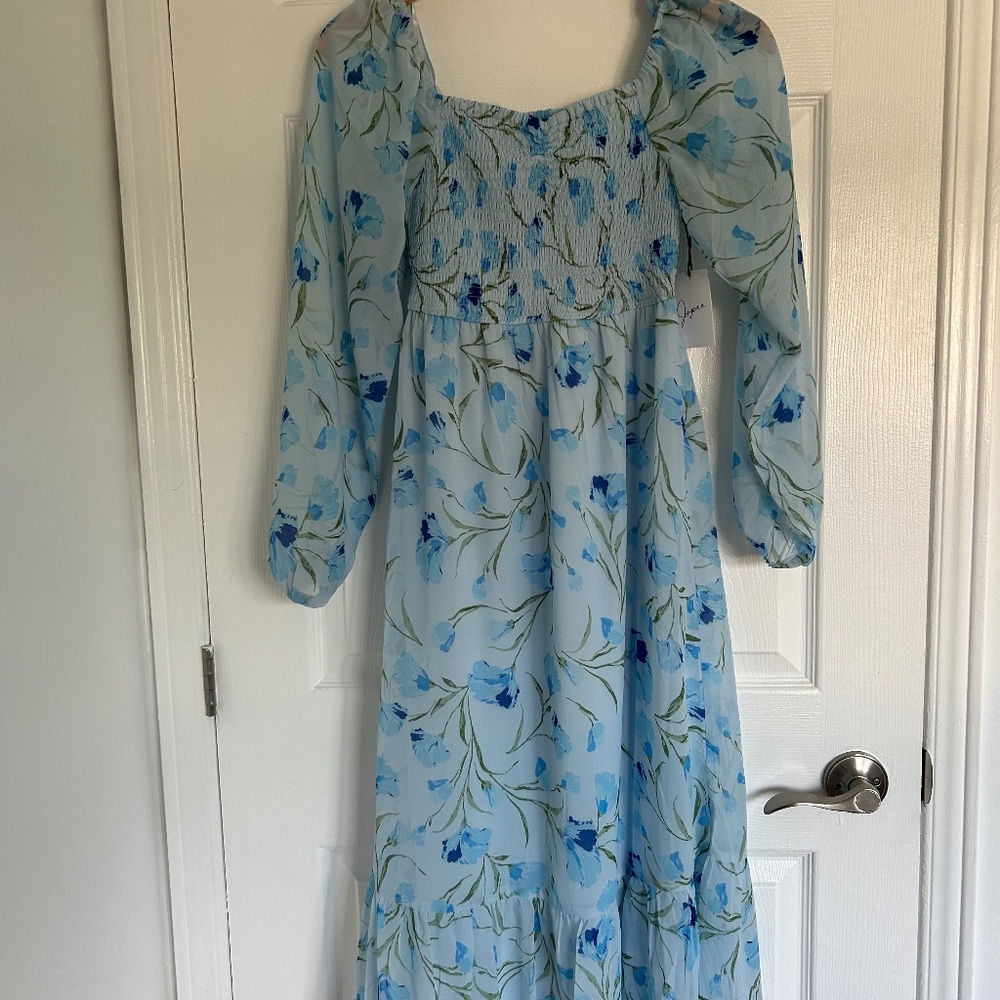 Long sleeve blue dress